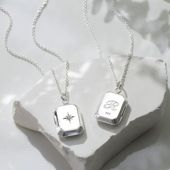 Personalised Sterling Silver Or 18ct Gold Cz Locket Necklace, 2 of 8
