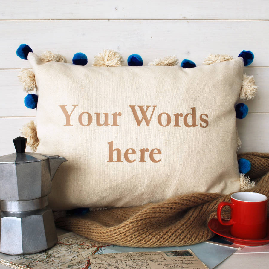 your words tassel cushion by bags not war