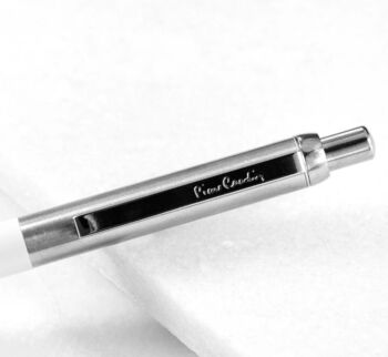 Engraved Pierre Cardin White Ballpoint Pen, 4 of 6