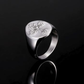 Silver Chunky Cross Ring Stainless Steel Signet Ring For Men, 2 of 9