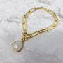 18k Gold Plated Moonstone Paperclip Chain Bracelet, thumbnail 1 of 2