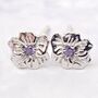 Amethyst February Violet Birthflower Stud Earrings, thumbnail 1 of 5