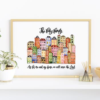 Personalised As For Me And My House Illustration Print, 2 of 5