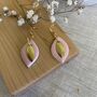 Pink Ceramic Leaf Earrings Gold Plated, thumbnail 2 of 7
