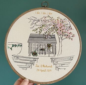 Personalised Hand Embroidered Wedding Venue Portrait, 12 of 12