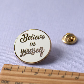 Believe In Yourself White And Gold Enamel Pin, 3 of 8