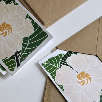 Linocut Gardenia Flower Notecards Set Of Eight, 7 of 8