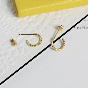 Rope Twist Hoop Earrings In 18ct Gold Vermeil, 3 of 4