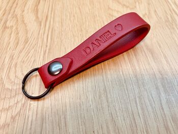 Personalised Red Leather Keyring, 9 of 10