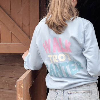 Walk Trot Canter Horse Lover Personalised Jumper, 2 of 5