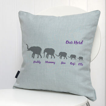 Personalised Herd Of Elephants Family Cushion, 6 of 7