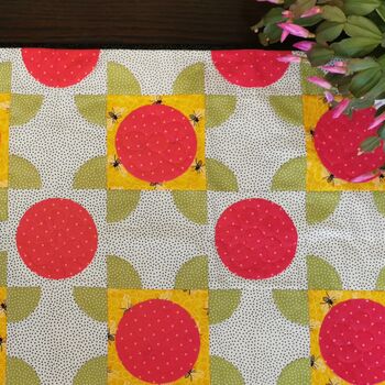 Vibrant Pink Patchwork Table Runner With Bumblebees, 7 of 8