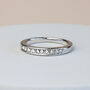 Inlaid Crystal Simple Silver Band Ring, thumbnail 1 of 4