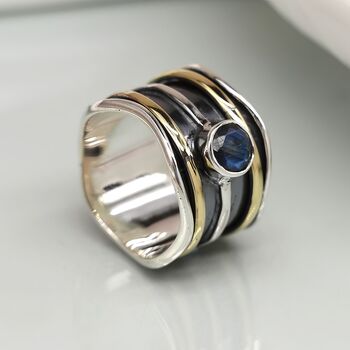 Personalised Sterling Silver Labradorite Spinning Ring, 2 of 11