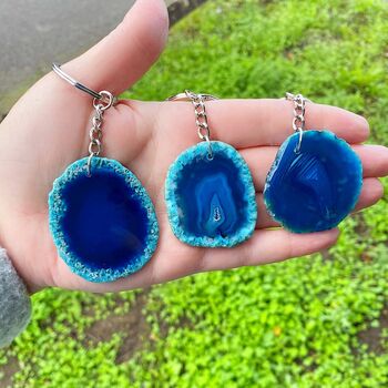 Agate Slice Crystal Key Rings / Perfect For Attaching To Keys, Handbags, Or As A Decorative Charm, 2 of 6