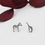 Mismatched Zebra And Giraffe Stud Earrings In Sterling Silver, thumbnail 5 of 11