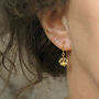 Lotus Flower Dainty Drop Earrings In Gold, Silver, Rose Gold, thumbnail 1 of 9