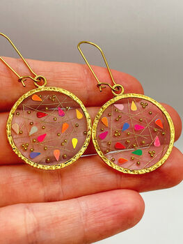 Medium Disco Earrings With Gold Sparkles, 2 of 10