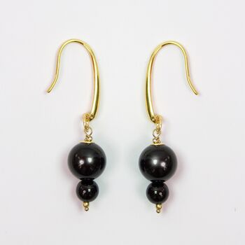 Garyn Black Onyx Gemstone Hook Drop Beaded Earrings, 3 of 4
