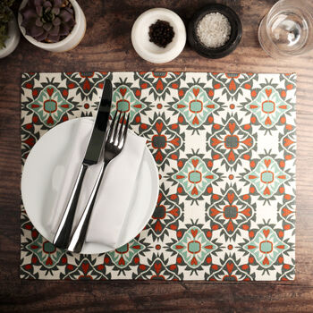 Aztec Hand Printed Fabric Placemat Set, 7 of 11