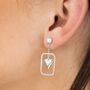 Framed Heart Drop Stud Earrings, thumbnail 3 of 5