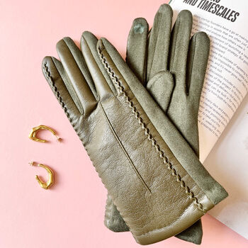 Elegant Stitch Detail Vegan Leather Gloves, 3 of 8