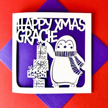 Penguin Personalised Christmas Card, 3 of 6