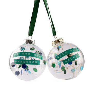 Green And Blue Personalised Christmas Bauble Tree Decor, 2 of 8