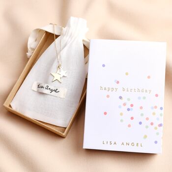 Happy Birthday Double Star Necklace In Mixed Metals, 2 of 2