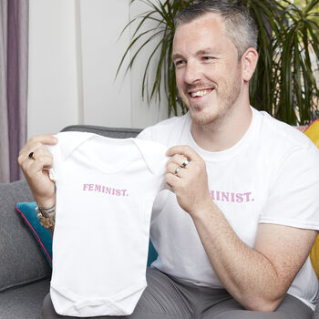 Feminist Adult T Shirt And Baby Grow Set, 3 of 8