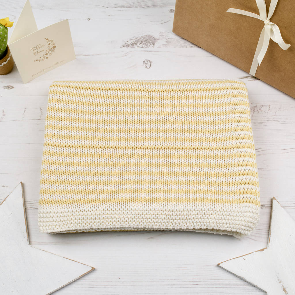 Personalised Unisex Fine Stripe Baby Blanket By Toffee Moon
