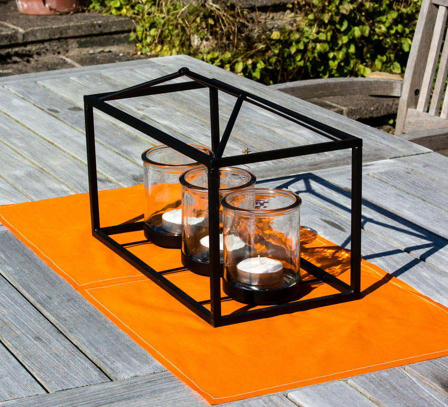 triple metal frame candle holder by ella james