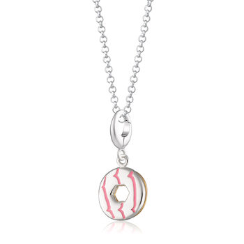 Silver Party Ring Necklace With Pink Enamel, 2 of 7