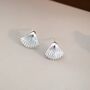 Maria Silver Fluted Oyster Vintage Charm Gift Stud Earrings, thumbnail 5 of 8