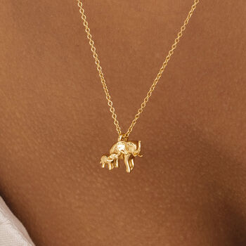Elephant And Baby Gold Plated Necklace, 2 of 11