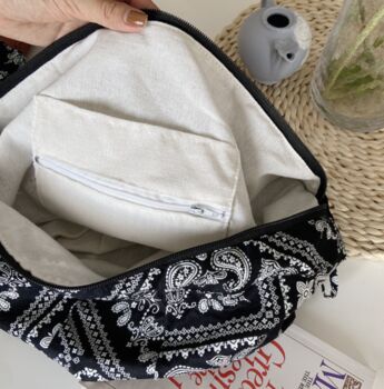 Black Paisley Lightweight Cotton Large Tote Bag, 3 of 8