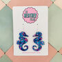 Large Seahorse Glitter Resin Earrings, thumbnail 8 of 8
