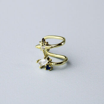 Sterling Silver Crystal Star Ear Cuff, 2 of 7