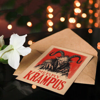 Merry Krampus German Fairytale Demon Horror Christmas Card, 4 of 6