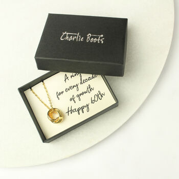 60th Birthday Six Rings Necklace, One For Each Decade, 2 of 12