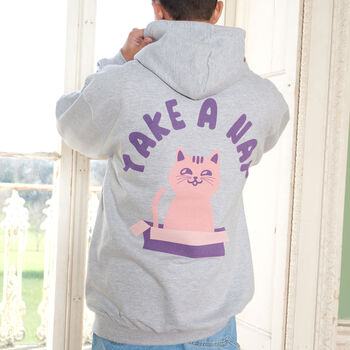 Take A Nap Men's Cat Slogan Hoodie, 2 of 6