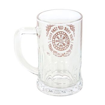 Viking Compass Glass Beer Tankard With Coaster, 2 of 3