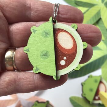 Wooden Conker Necklace, Colourful Autumn Keepsake, 3 of 5