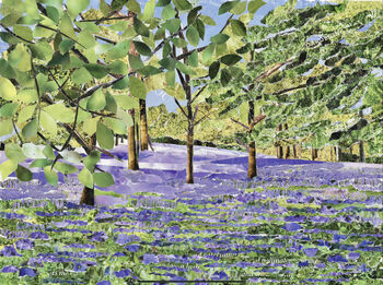 Bluebells At Enys Gardens, Cornwall Collage Art Card, 2 of 6