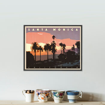 Personalised Santa Monica Sunset Travel Print, 3 of 4