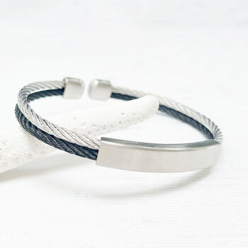 Titanium Double Banded Steel Bracelet | Men's Gift, 4 of 9