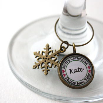 Personalised Christmas Table Wine Glass Charms, 5 of 8