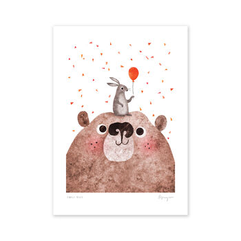 Bear And Bunny A4 Recycled Art Print, 3 of 5