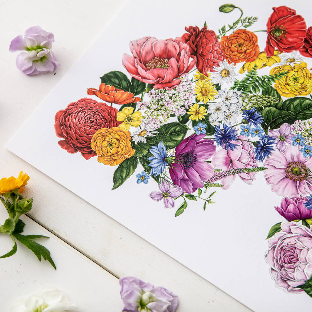 Rainbow, Botanical Art Print By Catherine Lewis Design