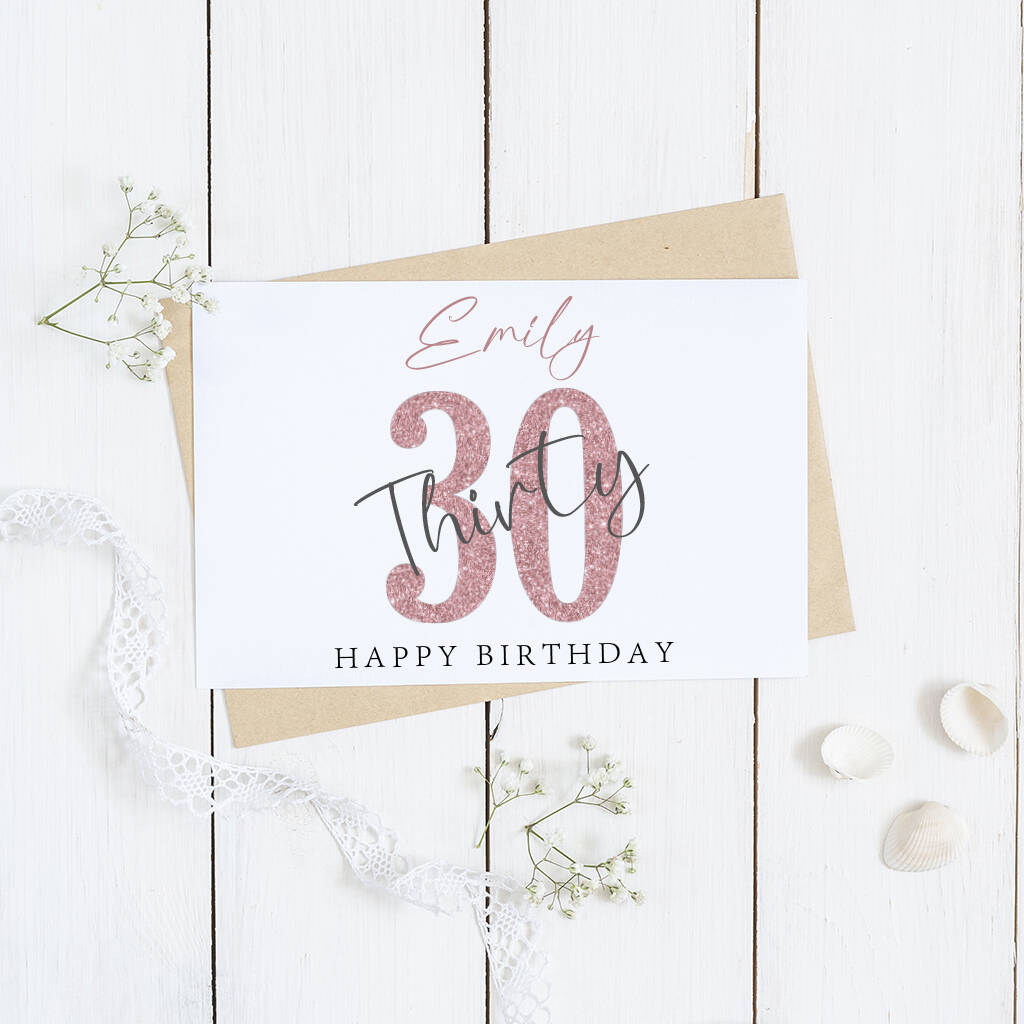 Personalised 30th Glitter Birthday Card